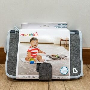 Munchkin Go Change Travel Diaper Changing Kit, Gray with Blue Lining, NEW